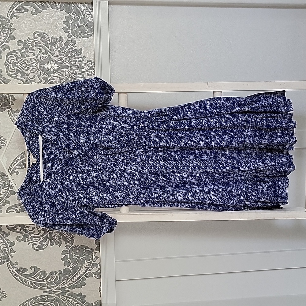 Lucky Brand Dress Women's Size XS Ruffles Short Sleeve Blue White EUC
